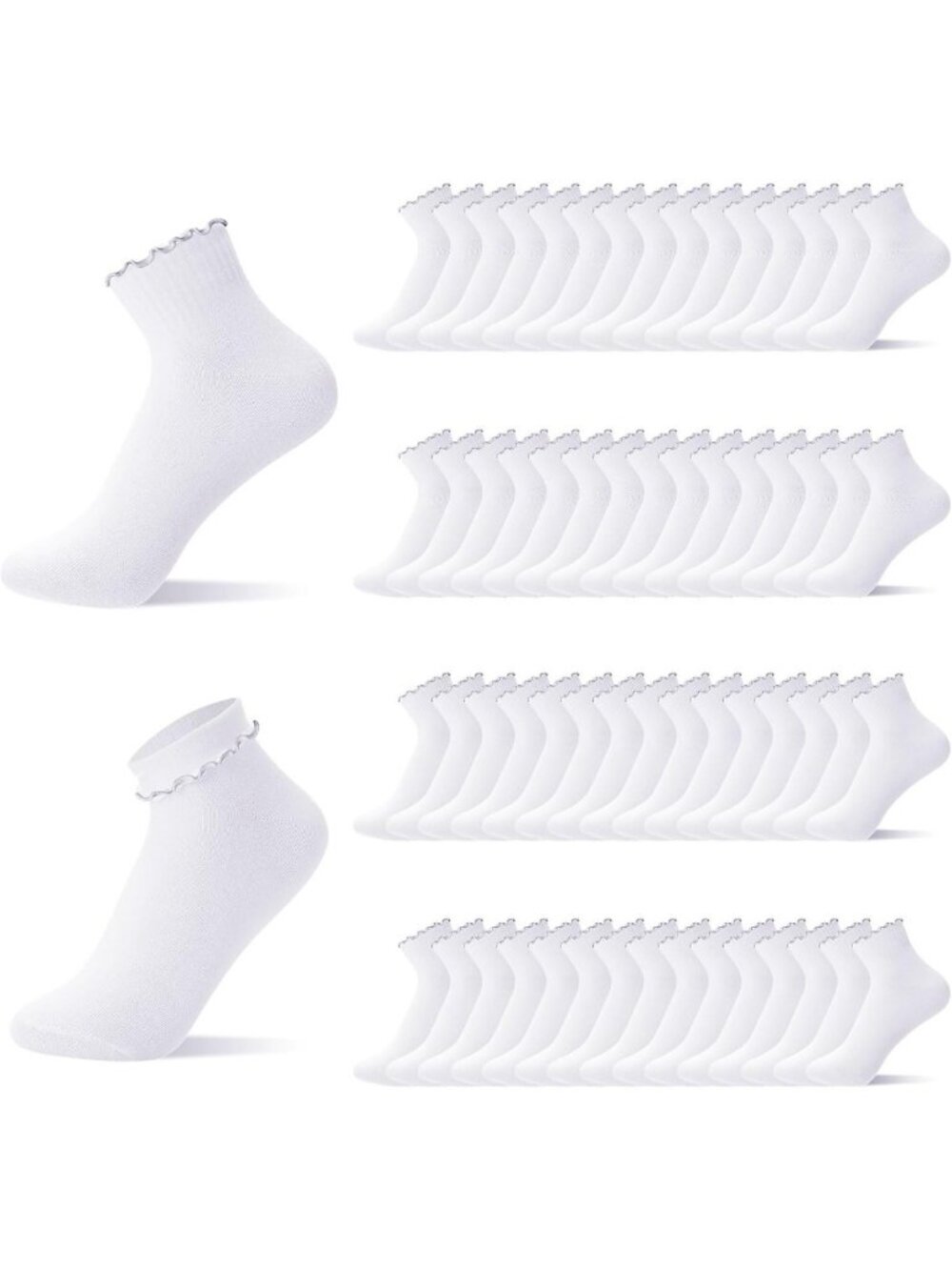 Frilly White Ruffle Ankle Socks for Women | Cute Crew Style Fashion Accessories